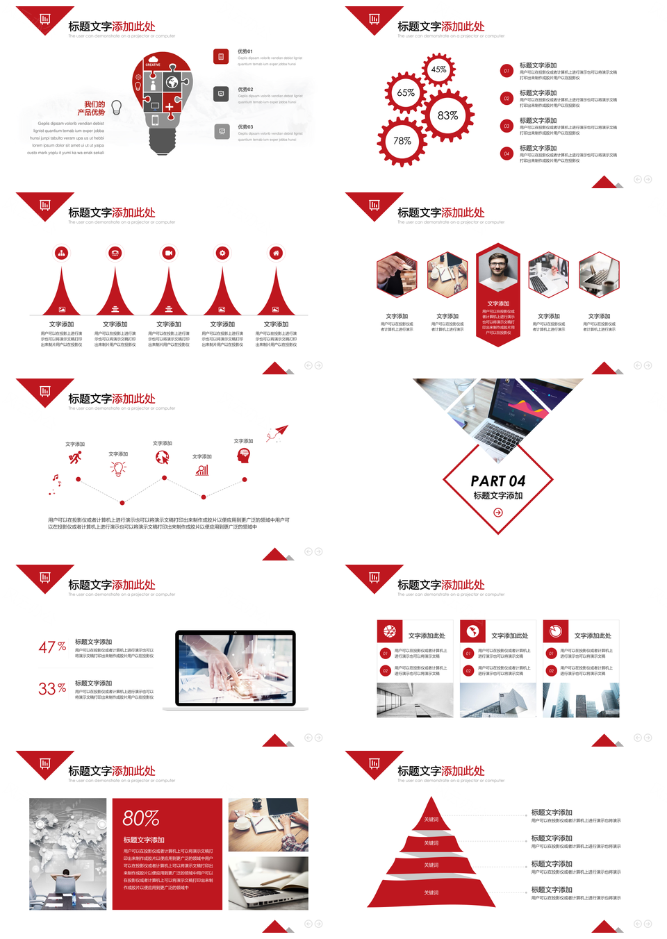 红色工作汇报年终总结PPT模板专业